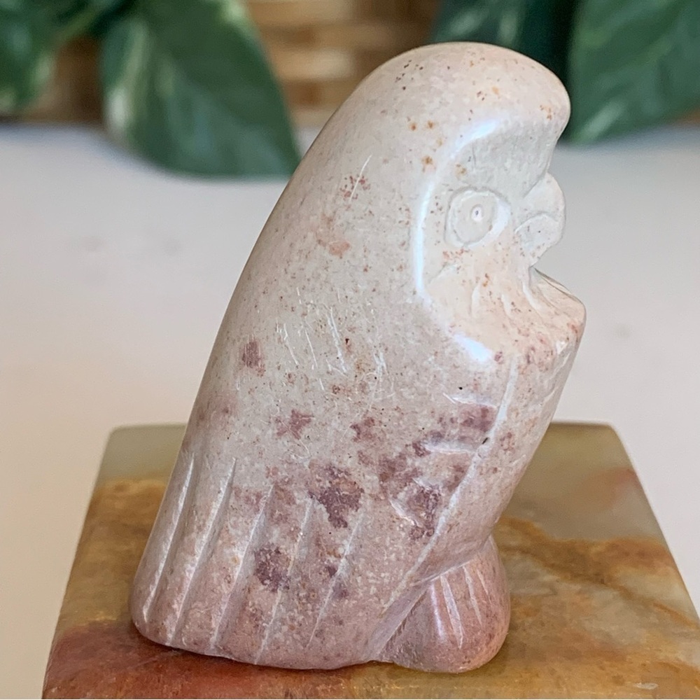 Kisii Soapstone Carved OWL Figurine Stone Bird Carving Animal Figure Statue 2.1”